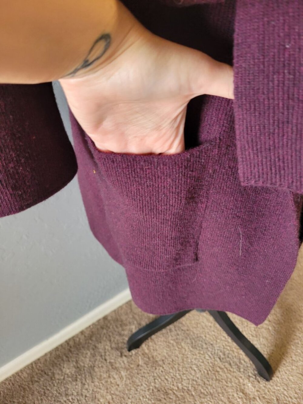 Kettlewell Plum Wrap Cardigan Extrafine Merino Wool Size L Quiet Luxury Preppy - Picture 4 of 11